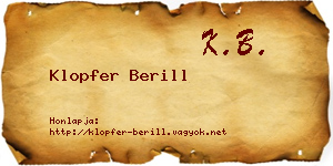 Klopfer Berill névjegykártya